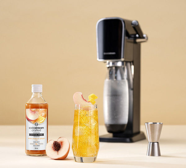 SodaStream White Peach & Ginger Non-Alcoholic Cocktail Infusion Drink Mix Syrup- 330mL Makes About 14 Cocktails/ Mocktails