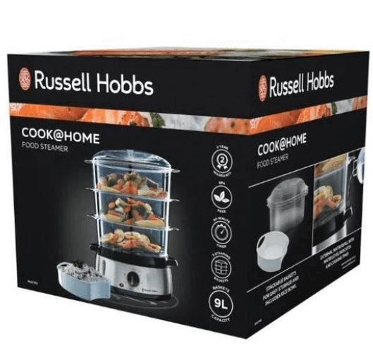 Russell Hobbs 9L Litre 3 Tier Cook @ Home Stainless Steel Food Steamer- RHSTM3 - Sydney Electronics