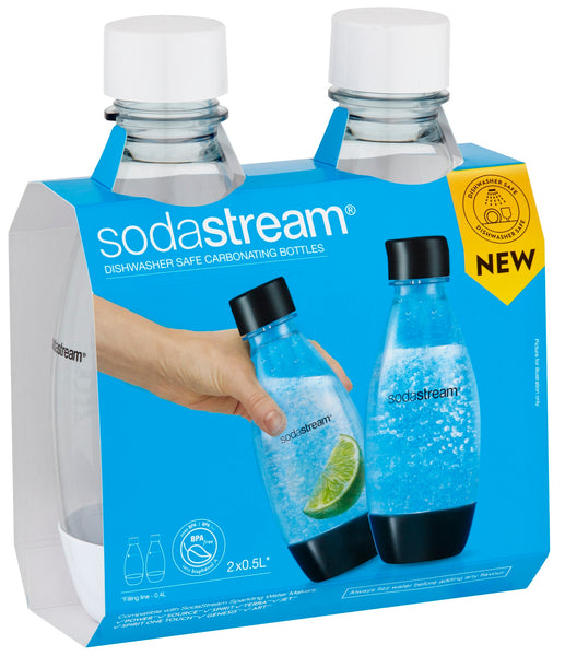 SodaStream 0.5L Dishwasher Safe Fuse Carbonating Bottles White- Set Of 2 Package