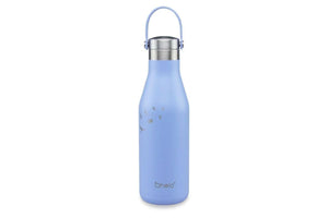 OHelo 500ml Delicate Water Insulated Thermal Travel Mug Blue Bottle With Handle/ Strap- Etched Swallow Designs