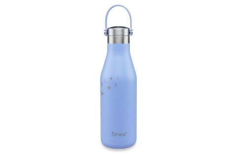 OHelo 500ml Delicate Water Insulated Thermal Travel Mug Blue Bottle With Handle/ Strap- Etched Swallow Designs