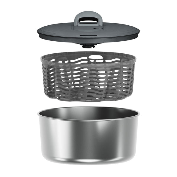 Zyliss Easy Spin Salad Spinner Large Stainless Steel- Great For Preparing Veggies/ Foldable Handle Brake System