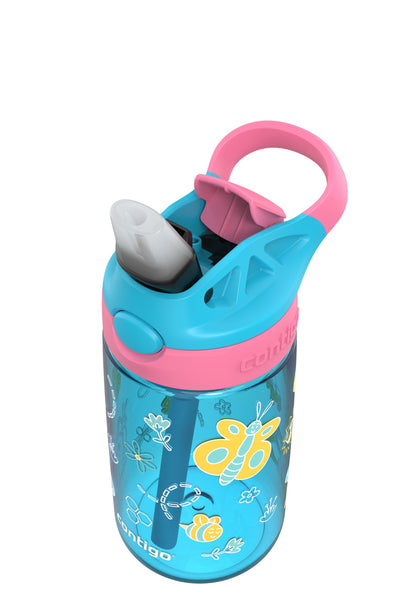 Contigo Kids 414ml Autospout Butterflies Water Drink Bottle with Straw- BPA Free & Dishwasher Safe- Great For Kids School/ Trips/ Activities