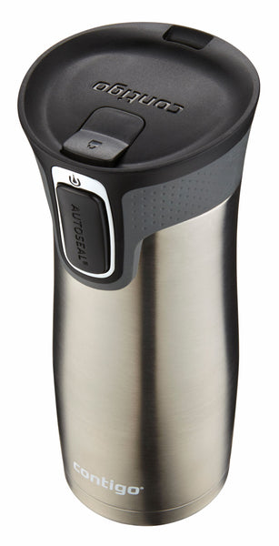 Contigo AutoSeal West Loop 473ml Insulated Travel Mug- Keep Drinks Hot/ Cold Stainless Steel Silver