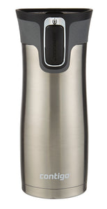 Contigo AutoSeal West Loop 473ml Insulated Travel Mug- Keep Drinks Hot/ Cold Stainless Steel Silver