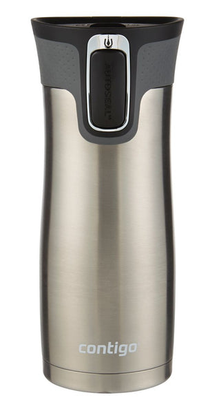 Contigo AutoSeal West Loop 473ml Insulated Travel Mug- Keep Drinks Hot/ Cold Stainless Steel Silver