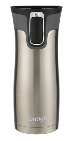 Contigo AutoSeal West Loop 473ml Insulated Travel Mug- Keep Drinks Hot/ Cold Stainless Steel Silver