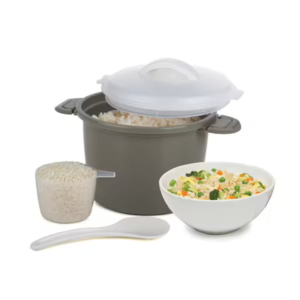 Progressive Prep Solutions 1.4L Litre 6 Cup Microwave Rice Cooker Set- Perfect Rice In Minutes