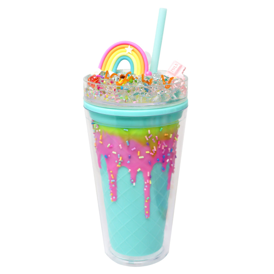 Pink Poppy Kids Drinking Sipping Cup Rainbow Candy Aqua- Perfect For Kids School/ Party/ Everyday Use
