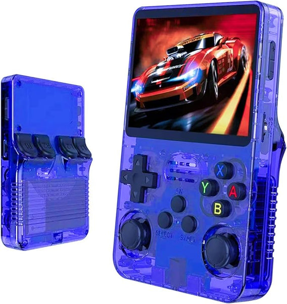 20,000 Game 3.5" Screen Handheld Mini Retro Gaming Console Video System 64GB- Blue R36S