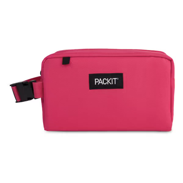 PackIt Freezable Snack Lunch Box Cooler Magenta- Freezes Overnight/ Collapses Flat/ Allows For Carrying
