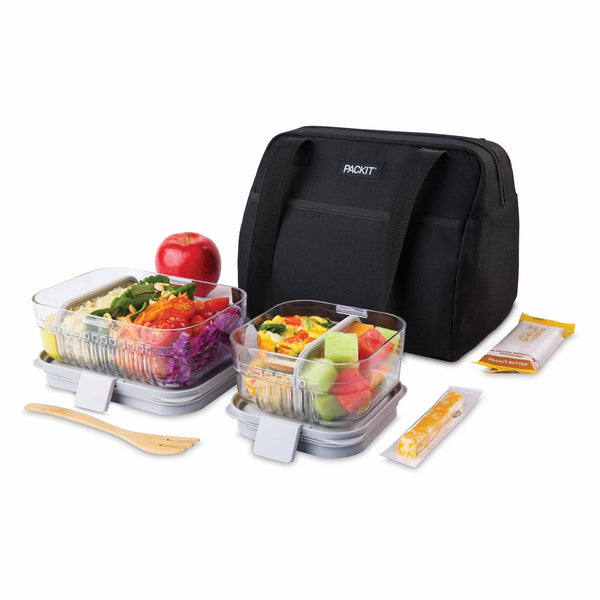 PackIt Freezable Hampton Lunch Box Bag Tote Cooler-Collapses Flat & Freezes Overnight/ Comfortable Shoulder Straps