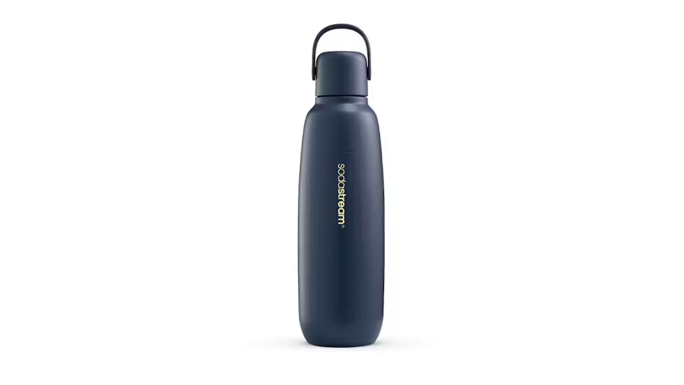 SodaStream 0.9L 900mL Stainless Steel Single Fizz & Go Cool Bottle - Enjoy On The Go/ Carrying Handle Storm