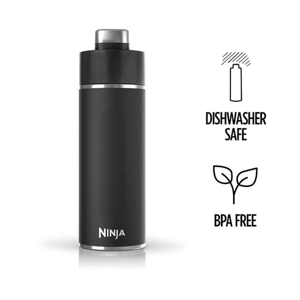 Ninja Thirsti 530ml Insulated Insulated Tumbler Travel Mug Water Bottle- Leak-Resistant/ Dual- Wall Protection Stylish Black