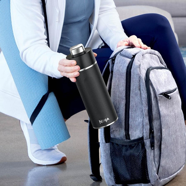 Ninja Thirsti 530ml Insulated Insulated Tumbler Travel Mug Water Bottle- Leak-Resistant/ Dual- Wall Protection Stylish Black