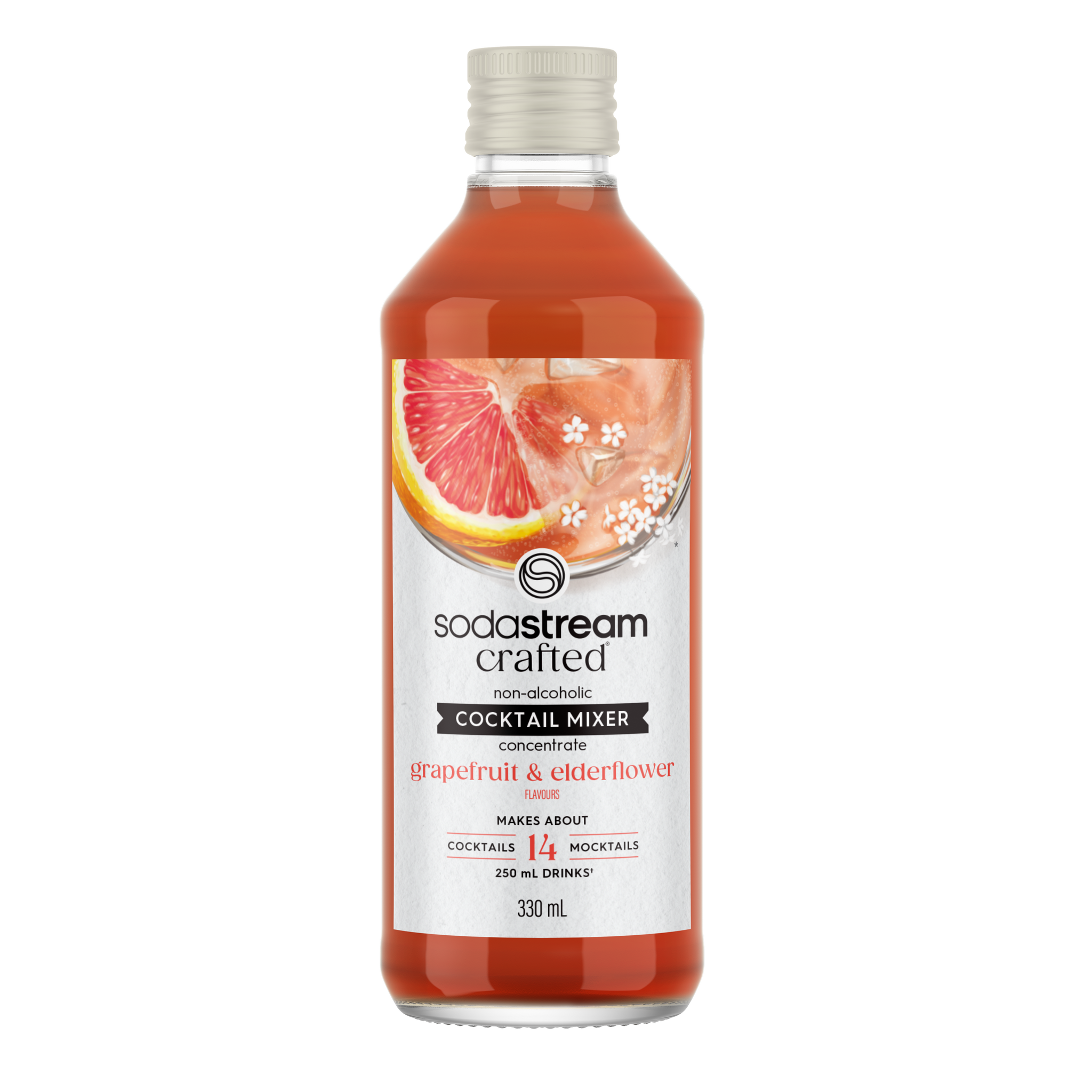 SodaStream Grapefruit & Elderflower Non-Alcoholic Cocktail Infusion Drink Mix Syrup- 330mL Makes About 14 Cocktails/ Mocktails