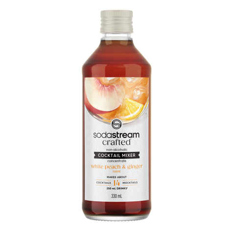 SodaStream White Peach & Ginger Non-Alcoholic Cocktail Infusion Drink Mix Syrup- 330mL Makes About 14 Cocktails/ Mocktails