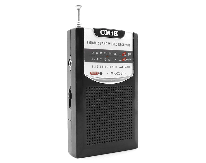 Cmik Portable AM/ FM Radio with Built-in Speaker/ Earphone Jack- Compact/ Lightweight MK-203