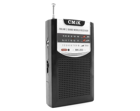 Cmik Portable AM/ FM Radio with Built-in Speaker/ Earphone Jack- Compact/ Lightweight MK-203