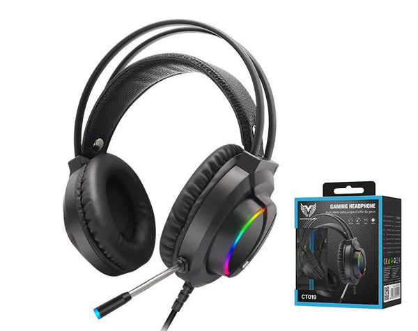 Moveteck Wired Gaming Headset Headphones With Built- In Microphone & LED Light- Compatible With PS5/ PS4/ Xbox/ PC/ Xbox CT019