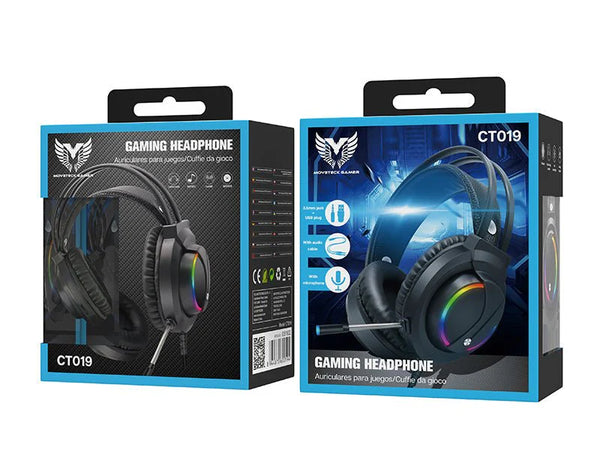 Moveteck Wired Gaming Headset Headphones With Built- In Microphone & LED Light- Compatible With PS5/ PS4/ Xbox/ PC/ Xbox CT019