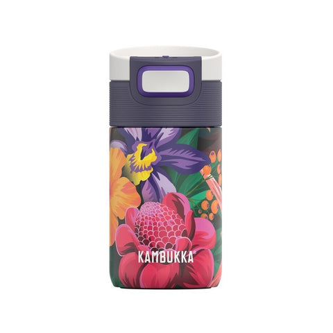 Kambukka Etna 3- In 1 300mL Stainless Steel Insulated Travel Mug Tumbler Water Bottle Flower Power