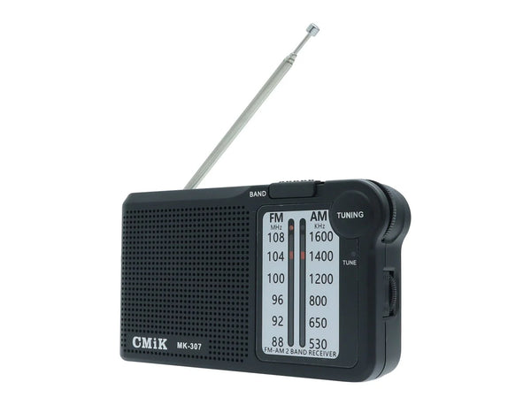 Cmik Portable Pocket AM/FM Radio with Built In Speaker- Extendable Antenna/ Wrist Strap MK-307