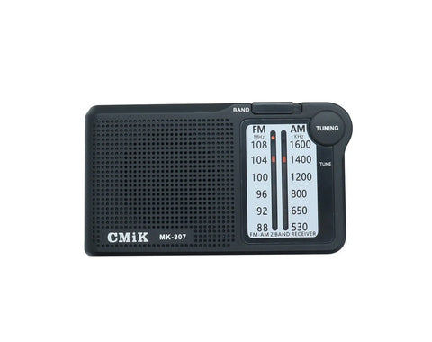 Cmik Portable Pocket AM/FM Radio with Built In Speaker- Extendable Antenna/ Wrist Strap MK-307