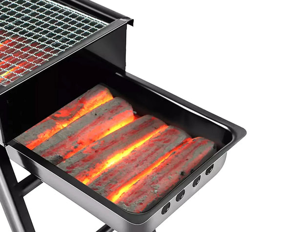 Rectangular Mini Charcoal BBQ Grill Foldable Portable- Compact/ Spacious/ Includes Removable Grill Plate S932