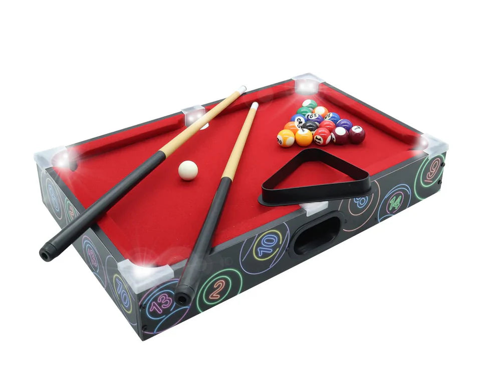 Mini Arcade Pool Table Game For Kids LED Neon with Pockets Kids Fun