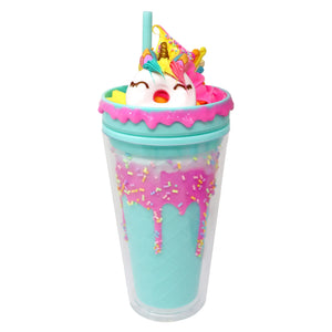 Pink Poppy Kids Drinking Sipping Cup Unicorn Donut Blue- Perfect For Kids School/ Party/ Everyday Use
