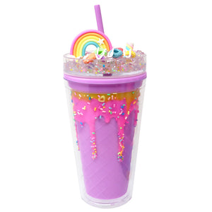 Pink Poppy Kids Drinking Sipping Cup Rainbow Candy Lilac- Perfect For Kids School/ Party/ Everyday Use