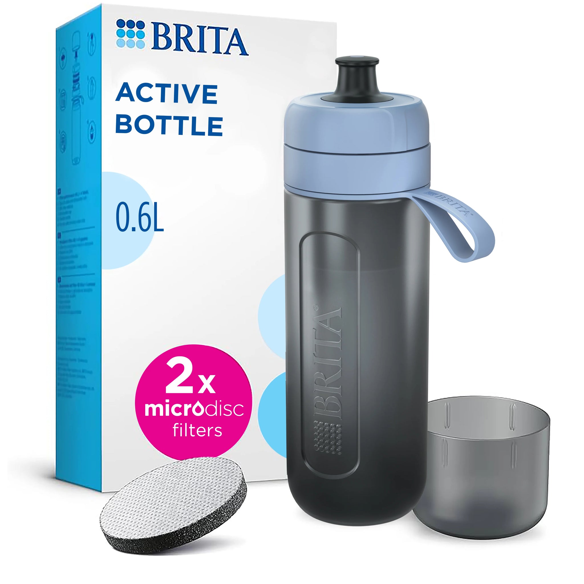 Active 600ml Water Filter Bottle – Reusable BPA-Free Sports Bottle with Built-In Filter for Clean, Great-Tasting Water On the Go – Blue