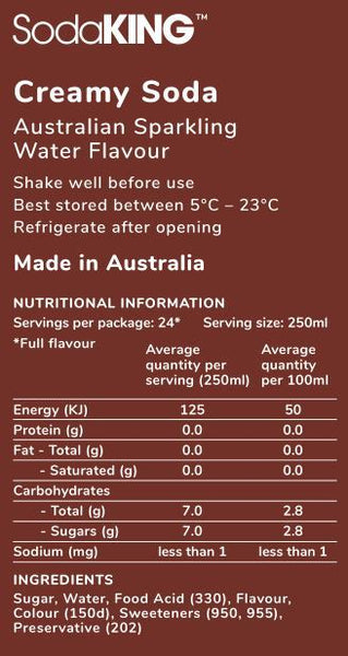 SodaKing Classic Creamy Soda Sparkling Syrup Soda Water Drink Mix- Makes 6 Litres