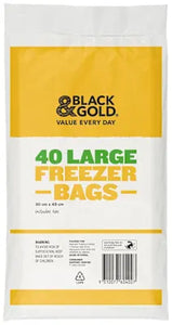Black & Gold Freezer Bags Large 160pcs Total (40 Each) -Suitable For Freezing Storing/ Resealable