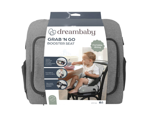 DreamBaby Grab N Go Booster Seat For Kids/ Infant Car- Lightweight/ Portable Adjustable Safety Straps F6037