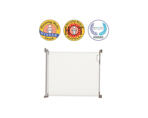 DreamBaby Retractable Gate White - Fits Openings Up To 140cm Keeps Children Out Of Area Where They Be Harm - Suitable Anywhere