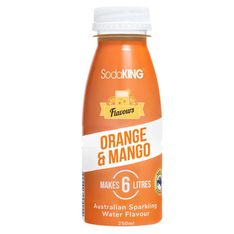 SodaKing 3x Pack Classic Orange Mango Sparkling Syrup Soda Water Drink Mix- Makes 18 Litres (6L Each)