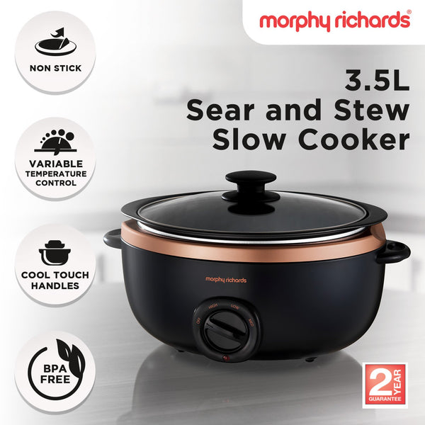 Morphy Richards Sear & Stew Slow Cooker 3.5L - Rose Gold
