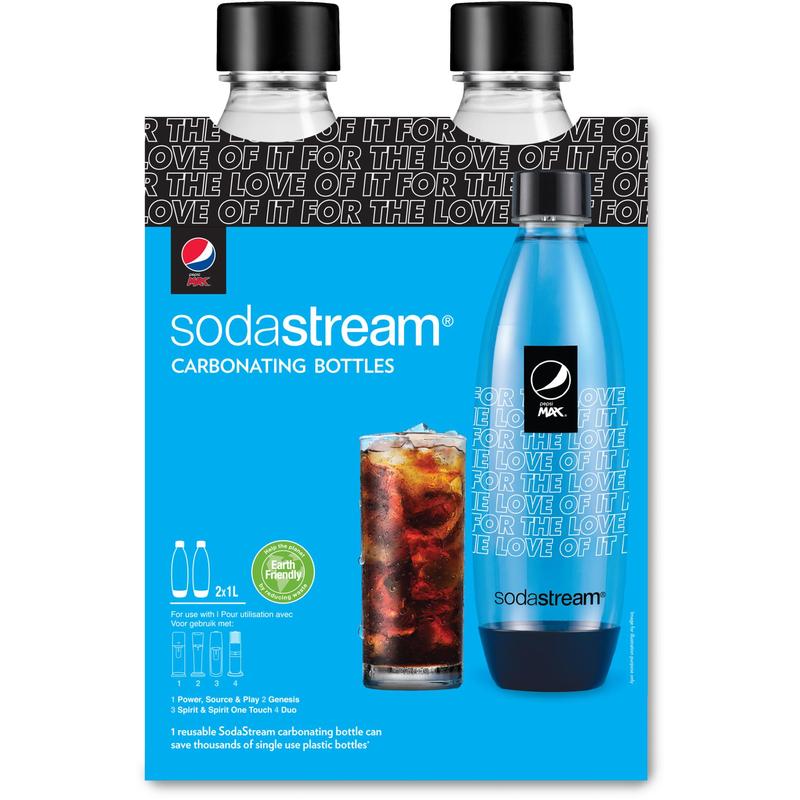 SodaStream 1L Carbonating Bottles Pepsi Max Black Edition Set Of 2 In Package