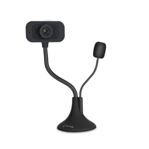 Bonelk 1080P FHD USB Desktop Webcam Flexible Neck w/ Inbuilt LED Lights For PC