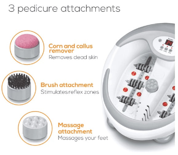 Beurer Deluxe Foot Bubble Spa with Pedicure Heat Function- LED Display Control