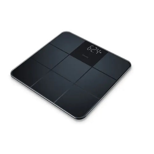 Beurer Pure Black Digital Glass Bathroom Scale- Magic LED Invisible Display