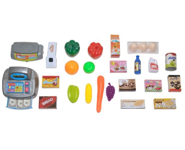 Kids Supermarket Toy Store Food Pretend Play Set Cash Shopping Trolley Market