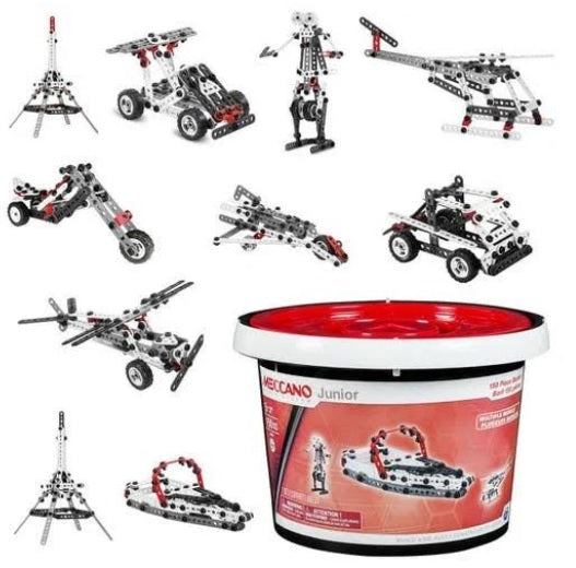 Meccano Junior 150 Pieces Buckets Toys For Kids- Includes Tools/ Instructions
