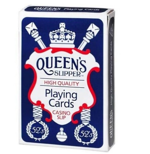 Queen's Slipper Premium 52's Playing Cards Bridge Size Casino Slip Blue Deck - Sydney Electronics