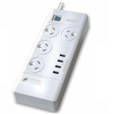 Sansai 4 Way Outlets Socket Power Board w/ Surge Protector- 4 USB Charging