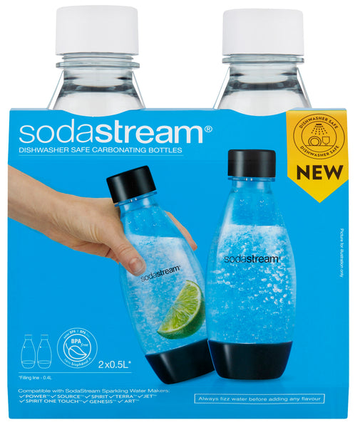 SodaStream 0.5L Dishwasher Safe Fuse Carbonating Bottles White Set Of