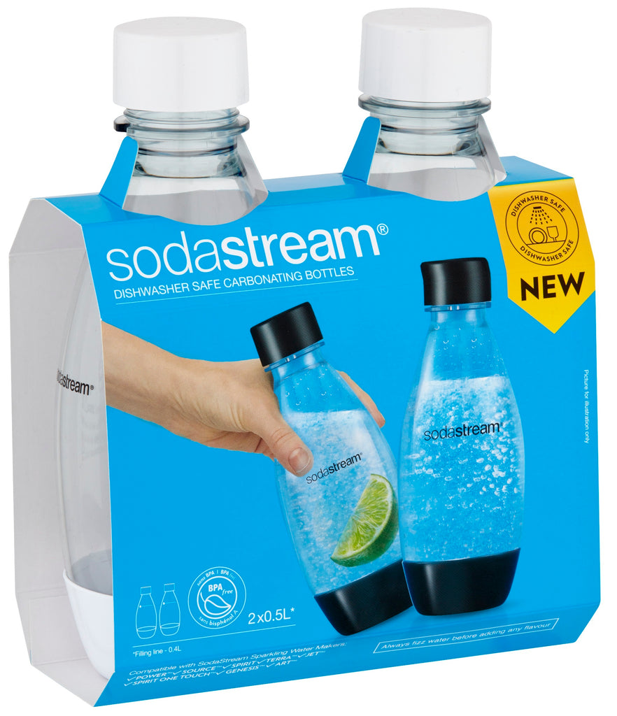 SodaStream 0.5L Dishwasher Safe Fuse Carbonating Bottles White Set Of