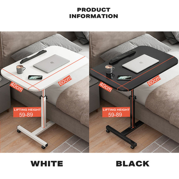 Movable Lifting Computer Table Bedside Portable Table/ Adjustable/ Sturdy and Secure Design- White